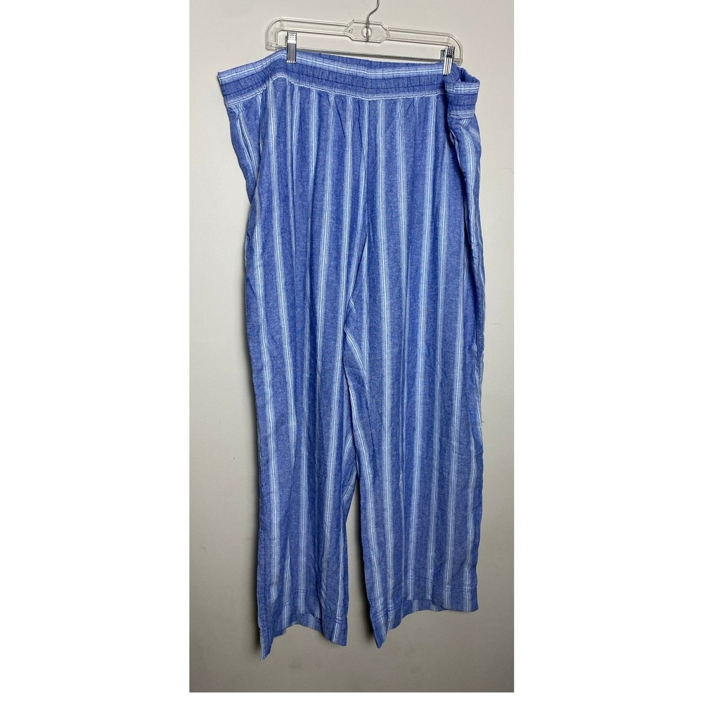 Old Navy Coastal Women 2X Wide Leg Linen Pull-On Pants Relaxed Resort Vacation